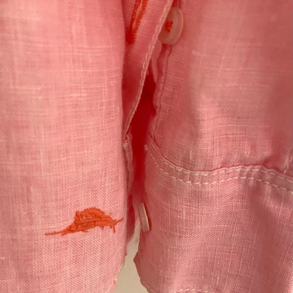 Tommy Bahama Pink Linen Button Down Shirt Relaxed Fit S - Picture 3 of 6